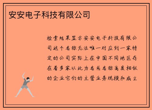 安安电子科技有限公司